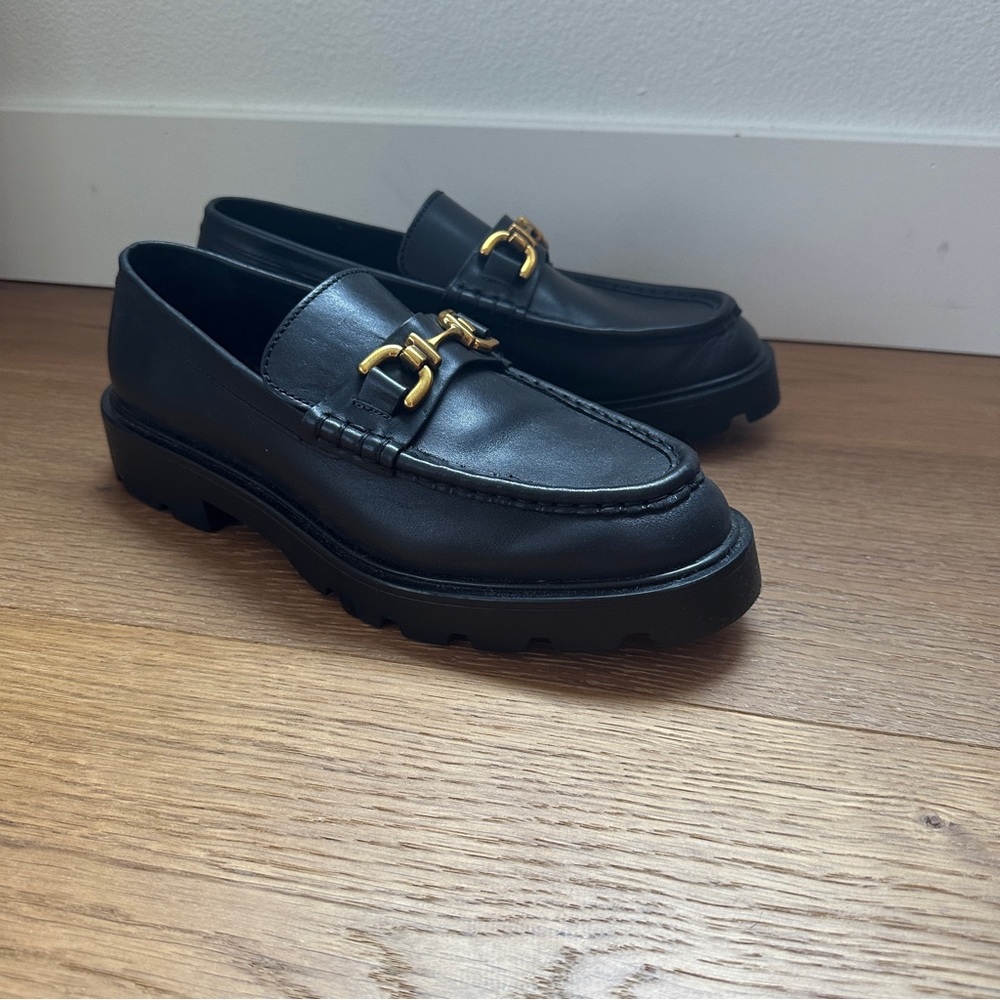Zara Black Lug Sole Loafer with buckle - size 40